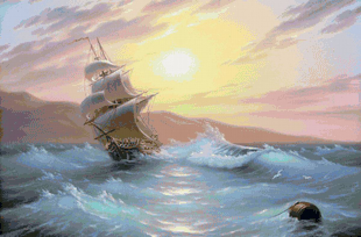 Худ. Сычёв Алексей Владимирович - парусник, морской пейзаж - предпросмотр