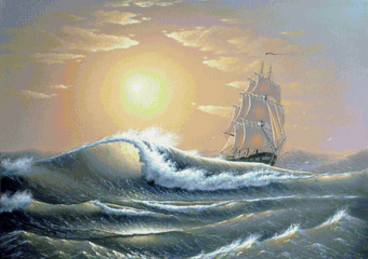 Худ. Тчанников Леонид - парусник, морской пейзаж - предпросмотр