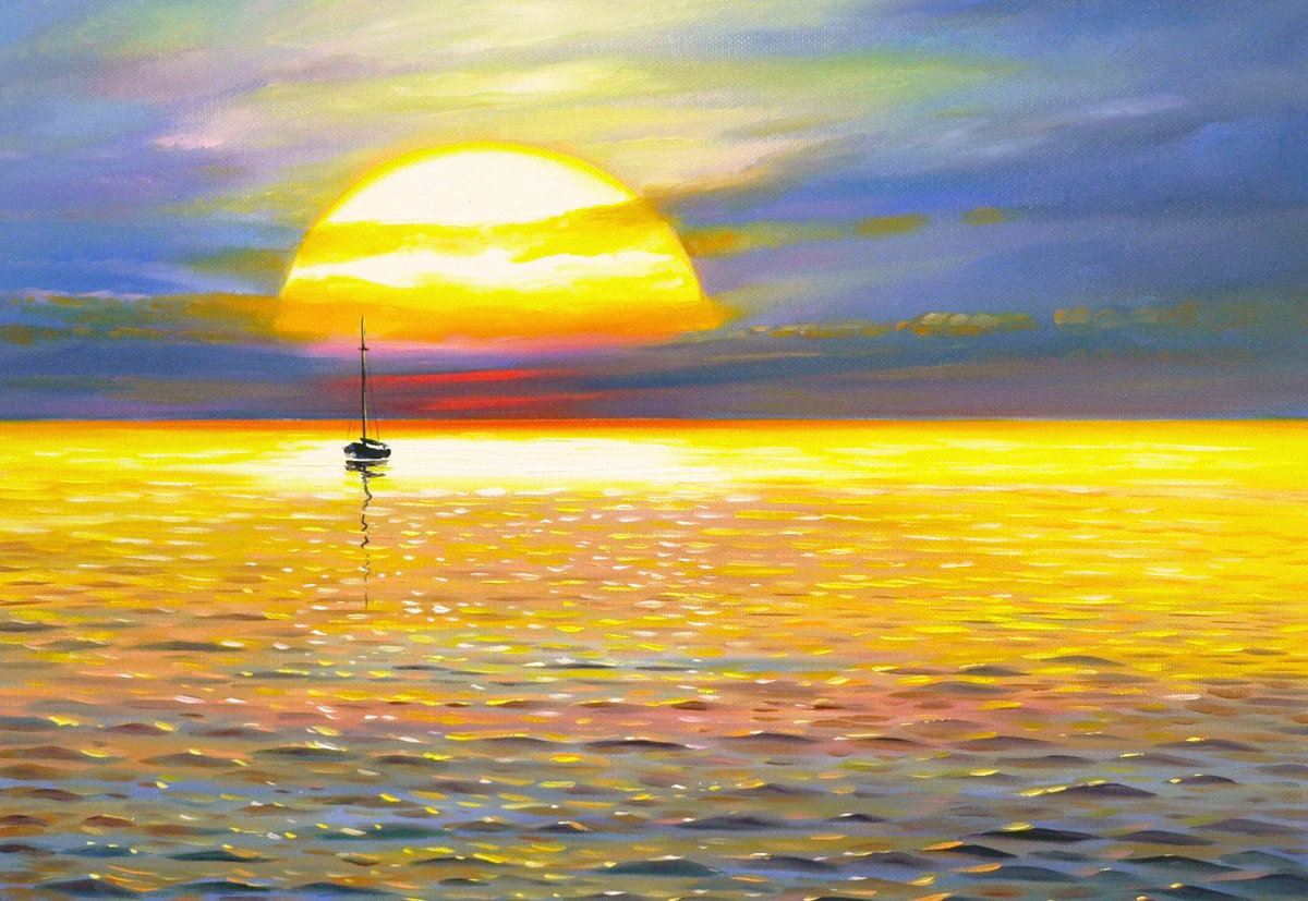 Худ. Деревенчук  Вл. - морской пейзаж, парусник - оригинал