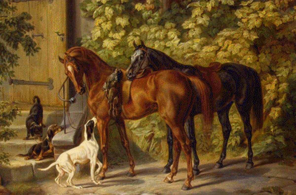 после охоты1 - лошади, собаки, животные, природа - предпросмотр