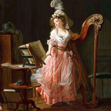 Схема вышивки «Дама с арфой»