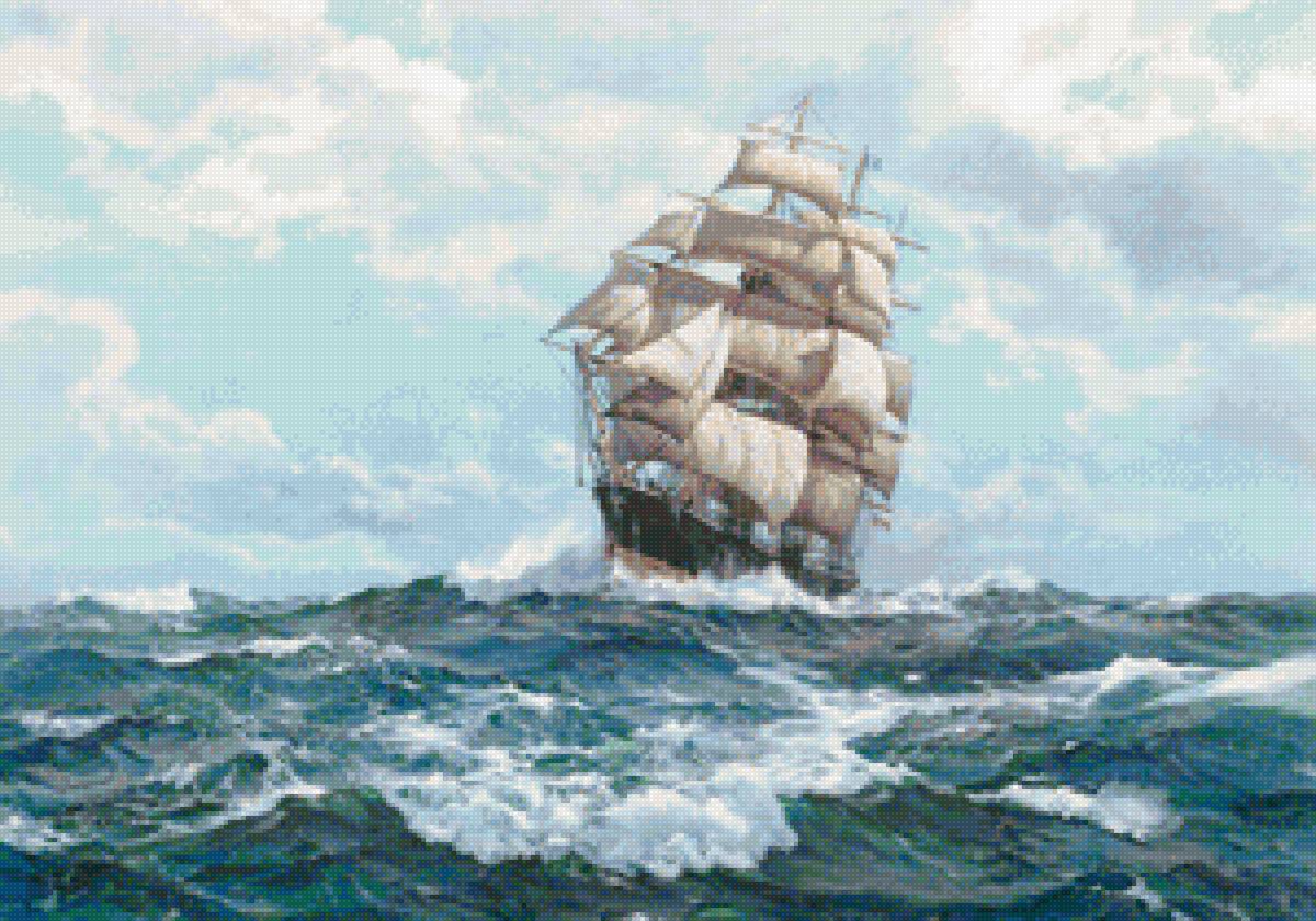 Худ. Байрон Перинг - морской пейзаж, парусник - предпросмотр