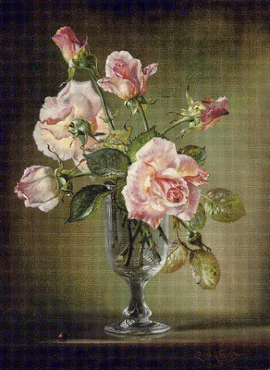 Розы в бокале. Сесил Кеннеди - букет, цветы, натюрморт, розы - предпросмотр