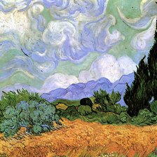 Пшеничное поле с кипарисами, Ван Гог