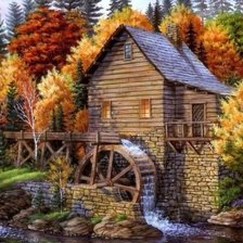 Схема вышивки «мельница осень»