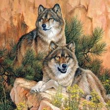 Схема вышивки «волки»