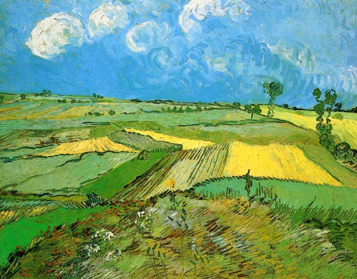 Пшеничные поля в Овере под облачным небом. Ван Гог - поле, живопись, ван гог, пейзаж - оригинал