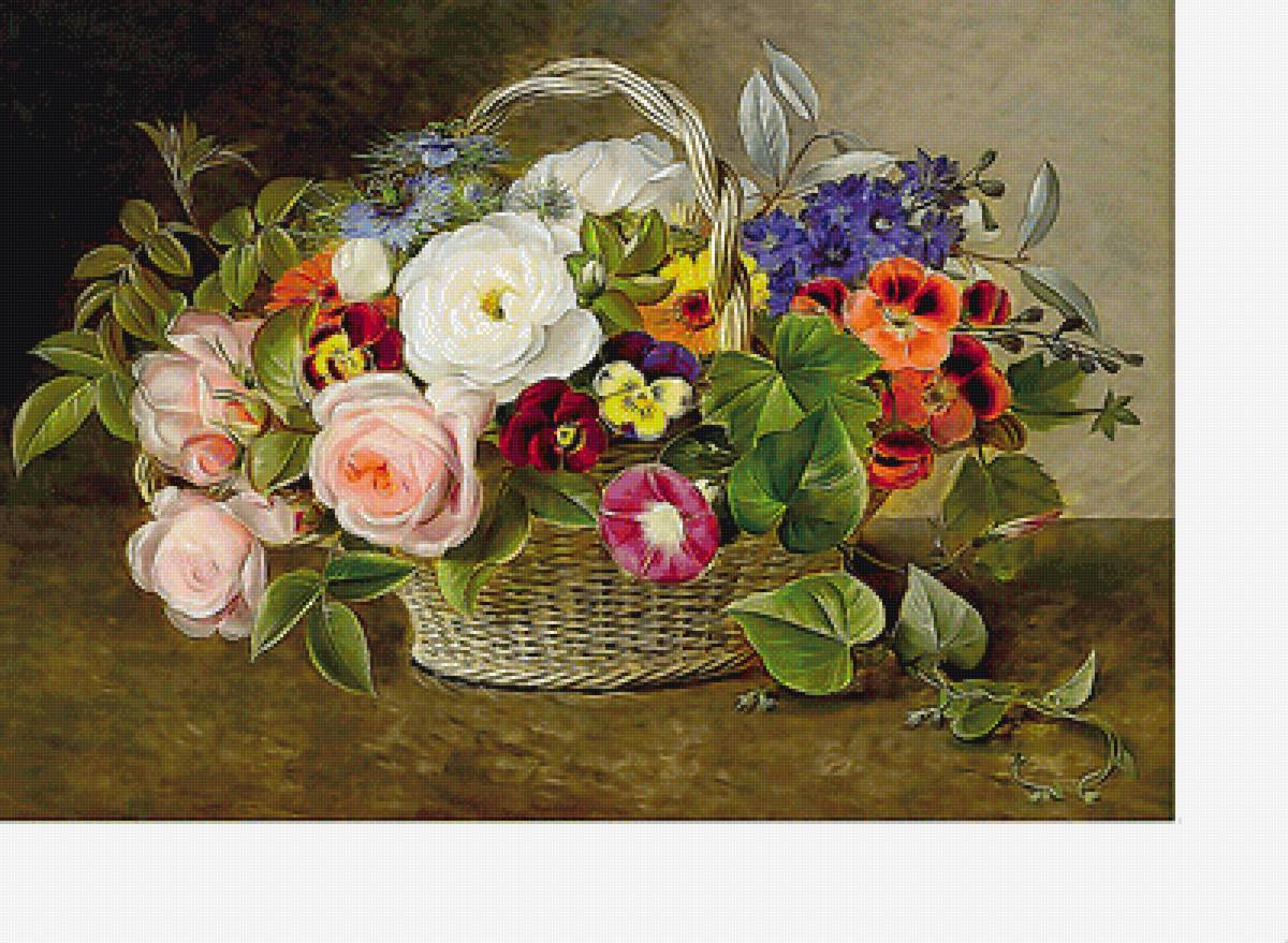 Цветы - букет, розы, цветы в корзине - предпросмотр