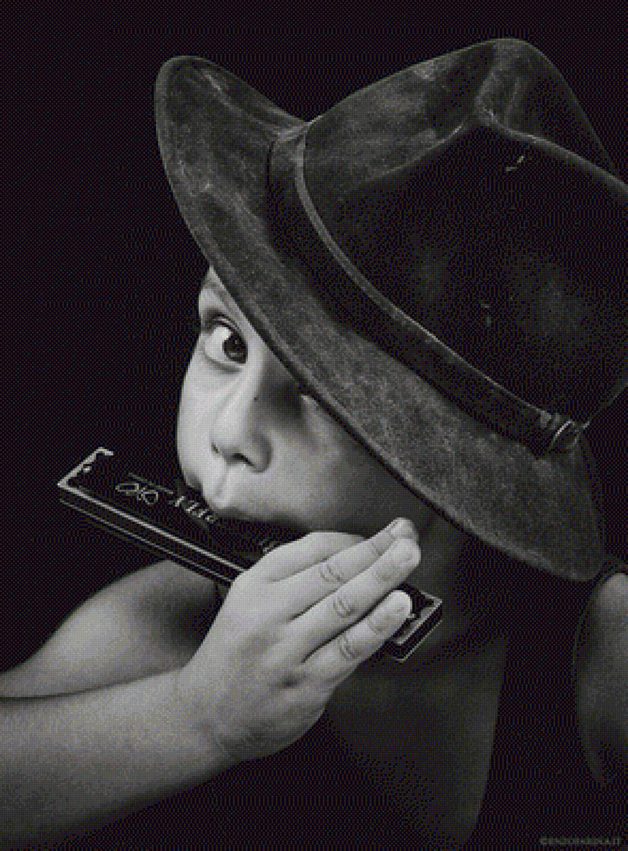 Мальчик - музыка, мальчик, гармошка, шляпа - предпросмотр