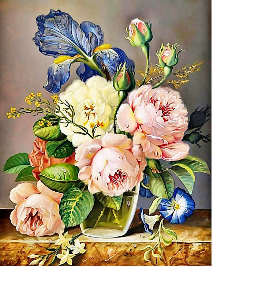 букет - букет, натюрморт, стол, цветы, кувшын - оригинал