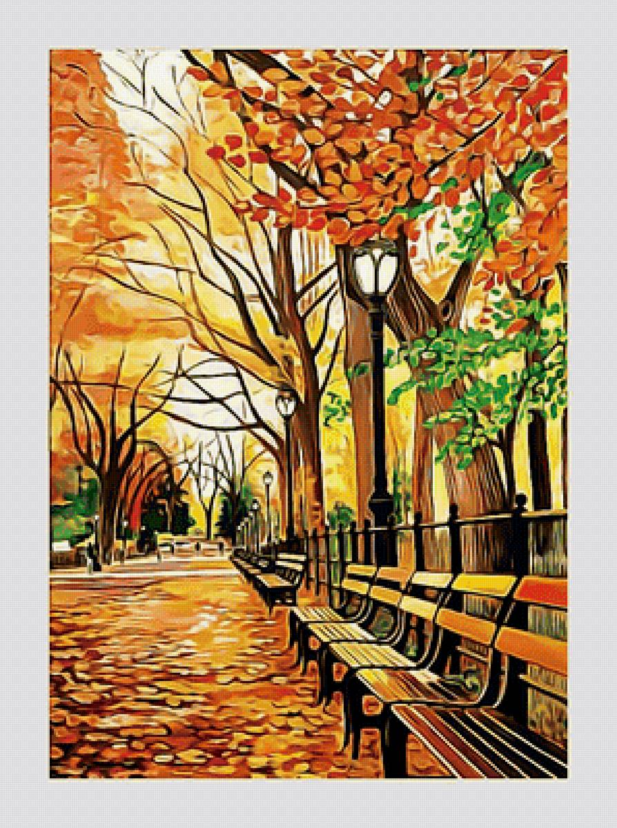 №2088630 - фонари, осень, парк, пейзаж - предпросмотр