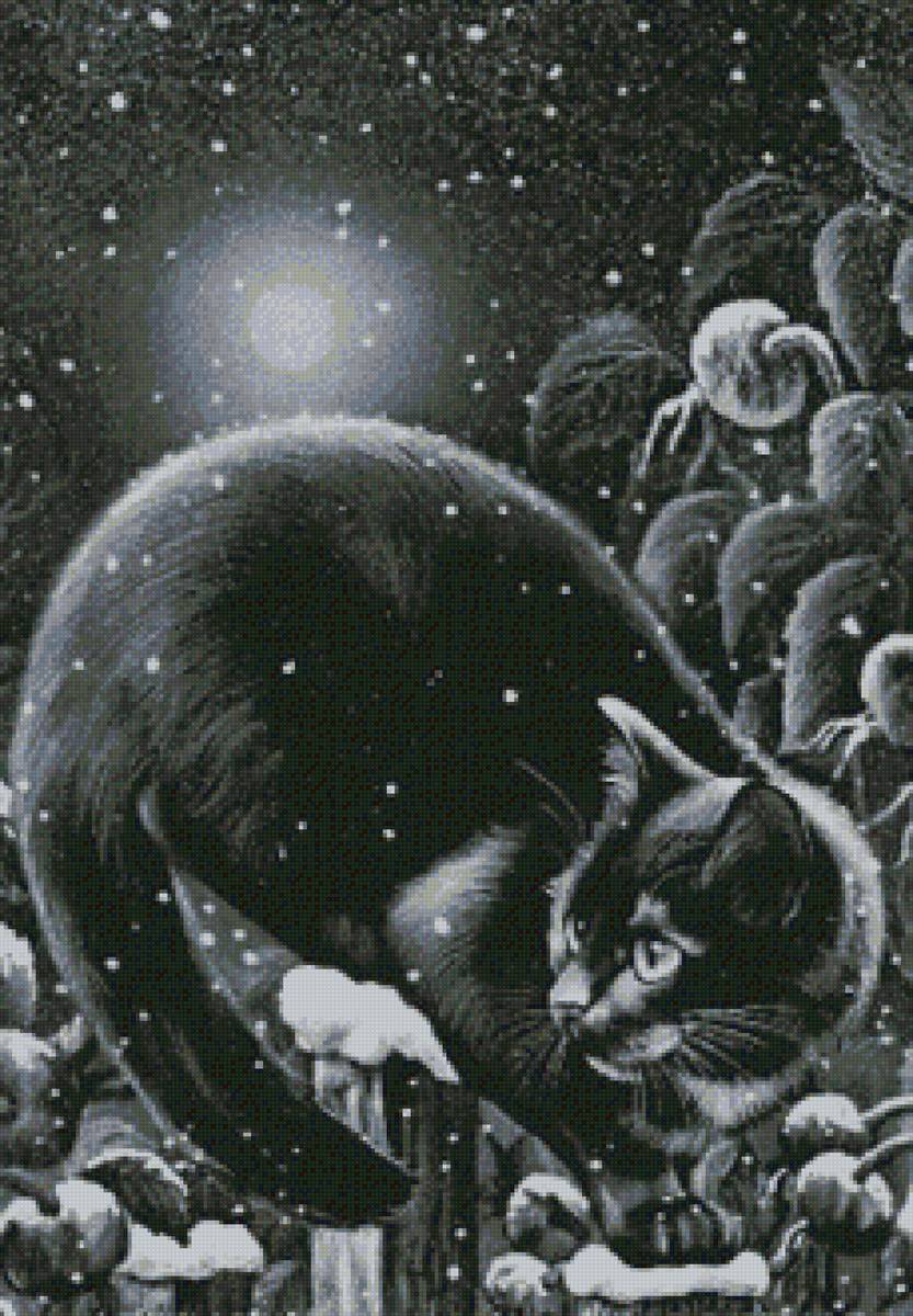 Гуляет при луне - коты, животные - предпросмотр