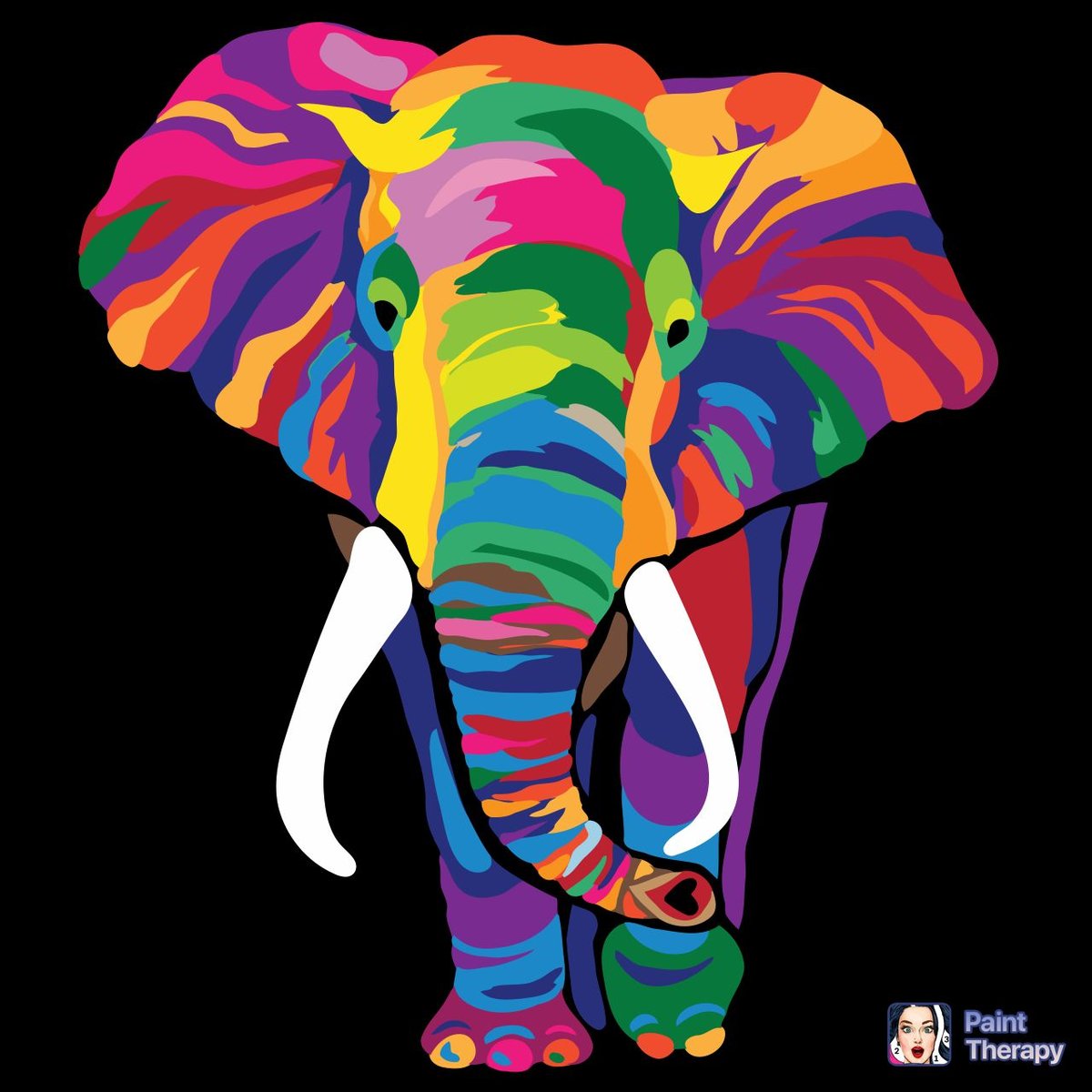 Цветной слон - слон, цветной слон, акварель - оригинал