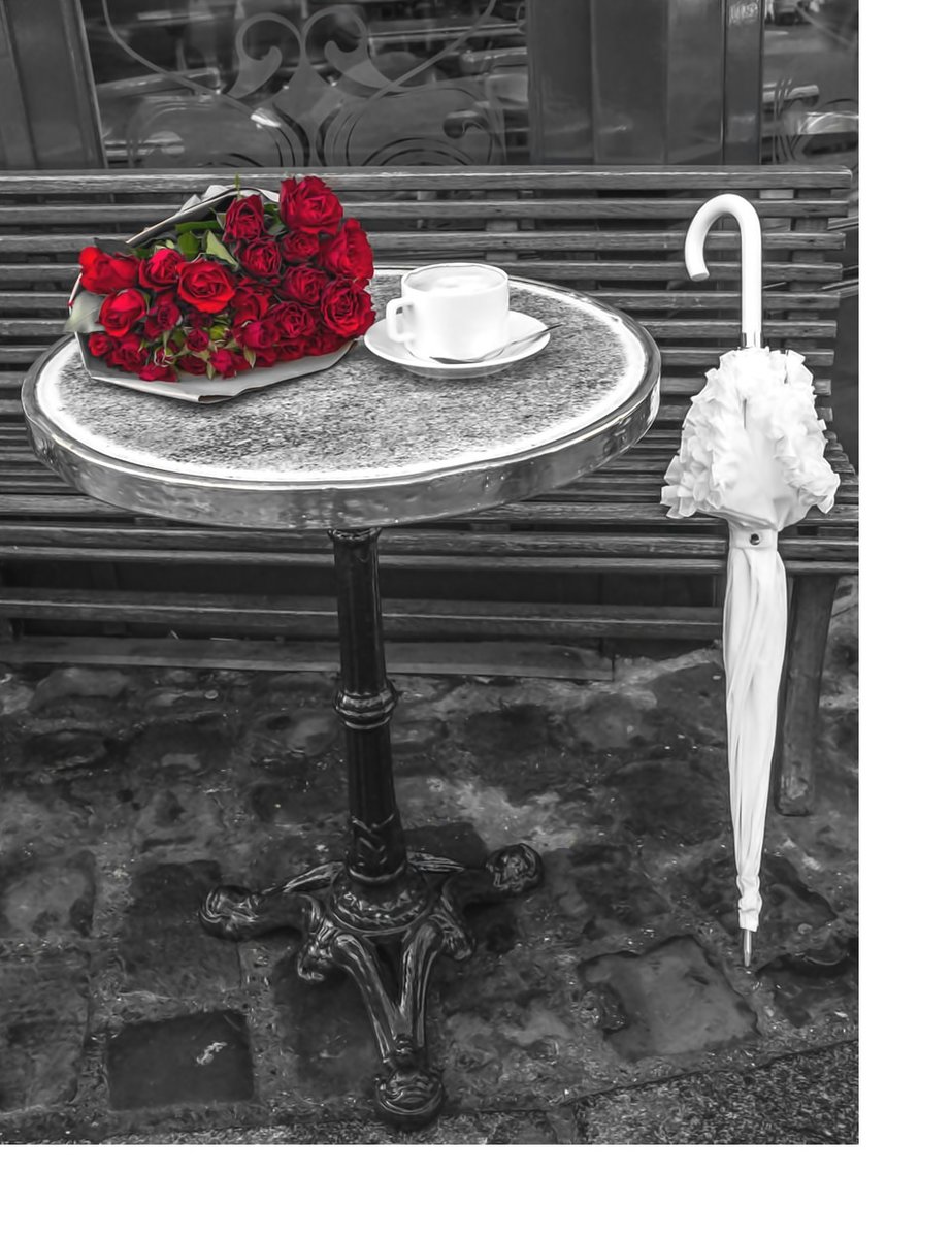 №2089470 - городской пейзаж, розы, цветы, зонтик - оригинал