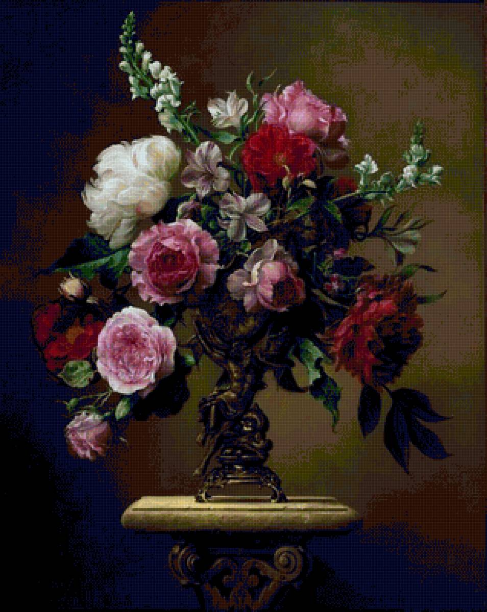 Ваза с цветами - живопись, букет, цветы, натюрморт - предпросмотр