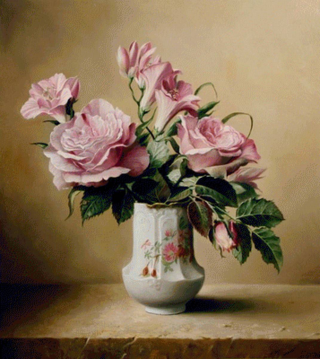 Розовые розы 2 - розы, цветы, натюрморт, букет - предпросмотр