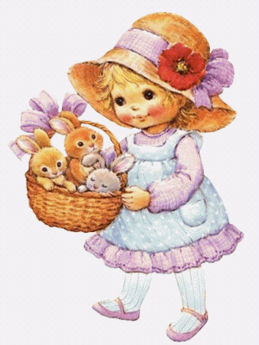 Девочка с кроликами - кролик, детское, девочка - предпросмотр