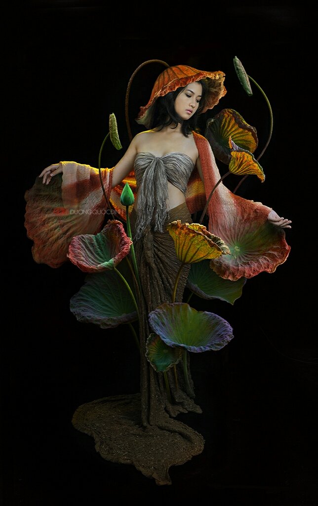 Девушка-Лотос2 - портрет, душа лотоса, цветок, красивая восточная девушка - оригинал