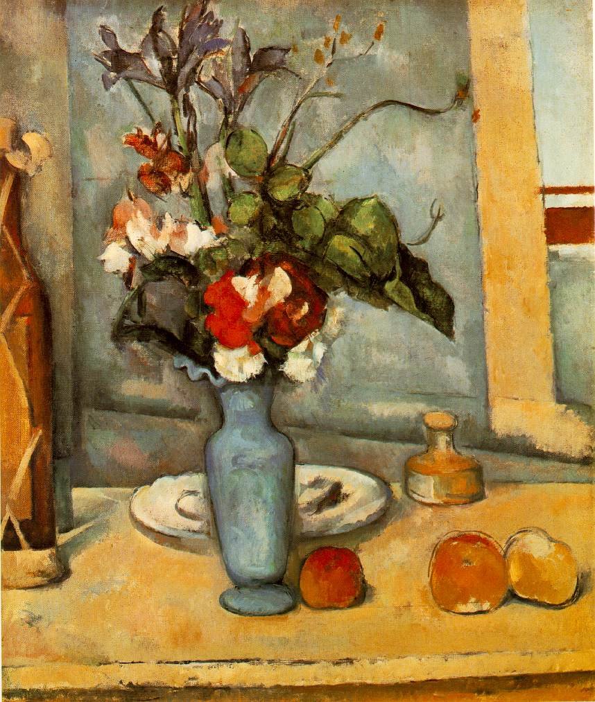 Голубая ваза. Поль Сезанн - натюрморт, цветы, живопись, ваза - оригинал