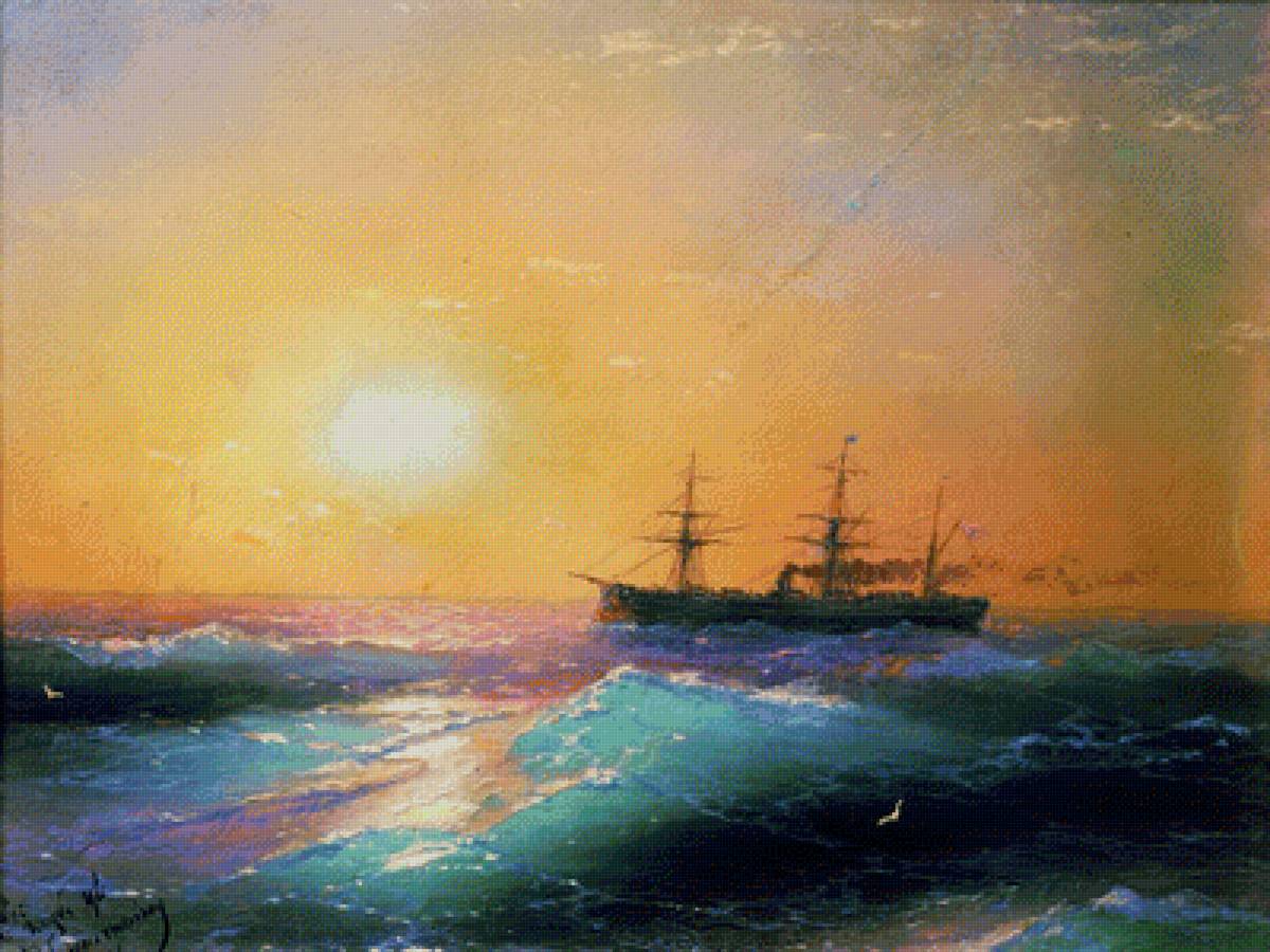 Закат на море. Айвазовский - закат, живопись, море, пейзаж - предпросмотр