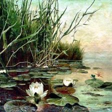 Оригинал схемы вышивки «Озеро с водяными лилиями» (№2090866)