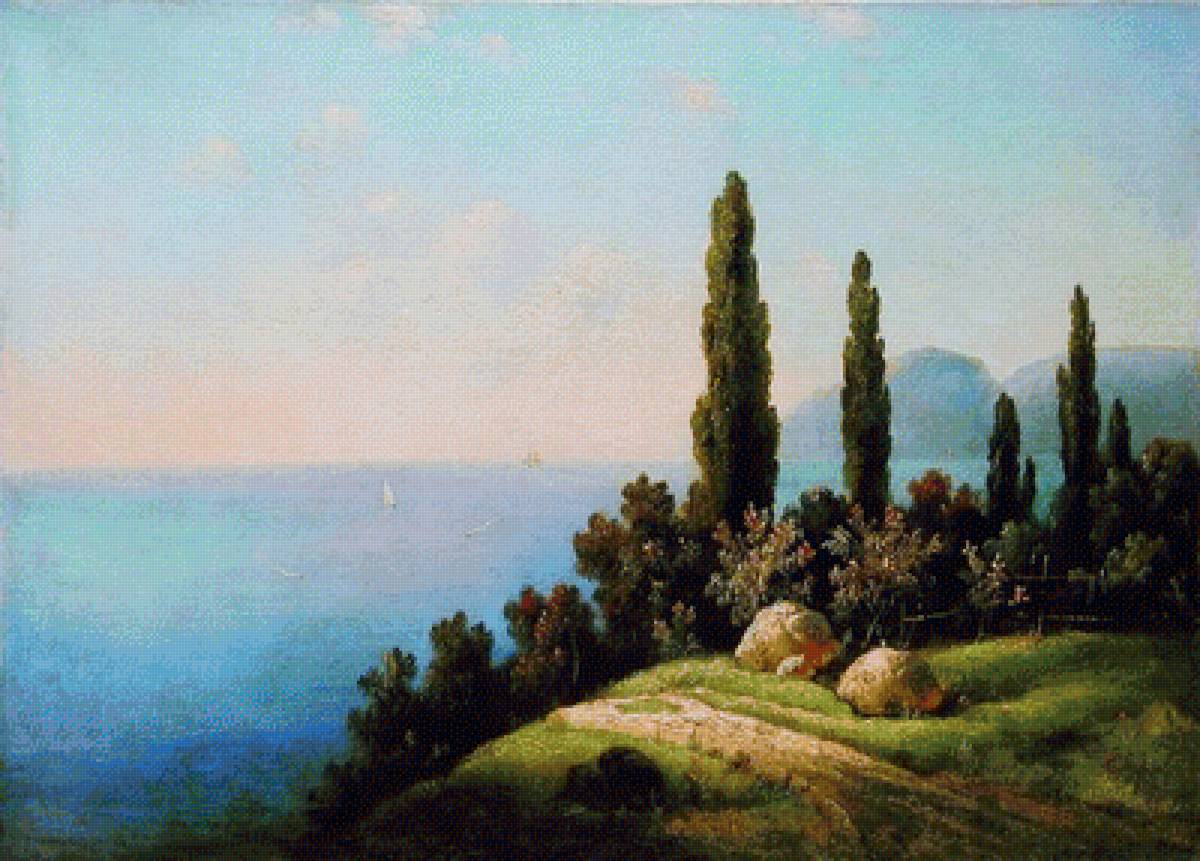 Крым. Вид на море. Кондратенко - домик, живопись, море, пейзаж - предпросмотр