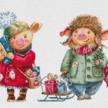 Схема вышивки «cerditos»