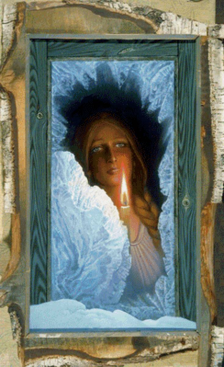 Ожидание. Константин Васильев - живопись, свеча, девушка, окно - предпросмотр