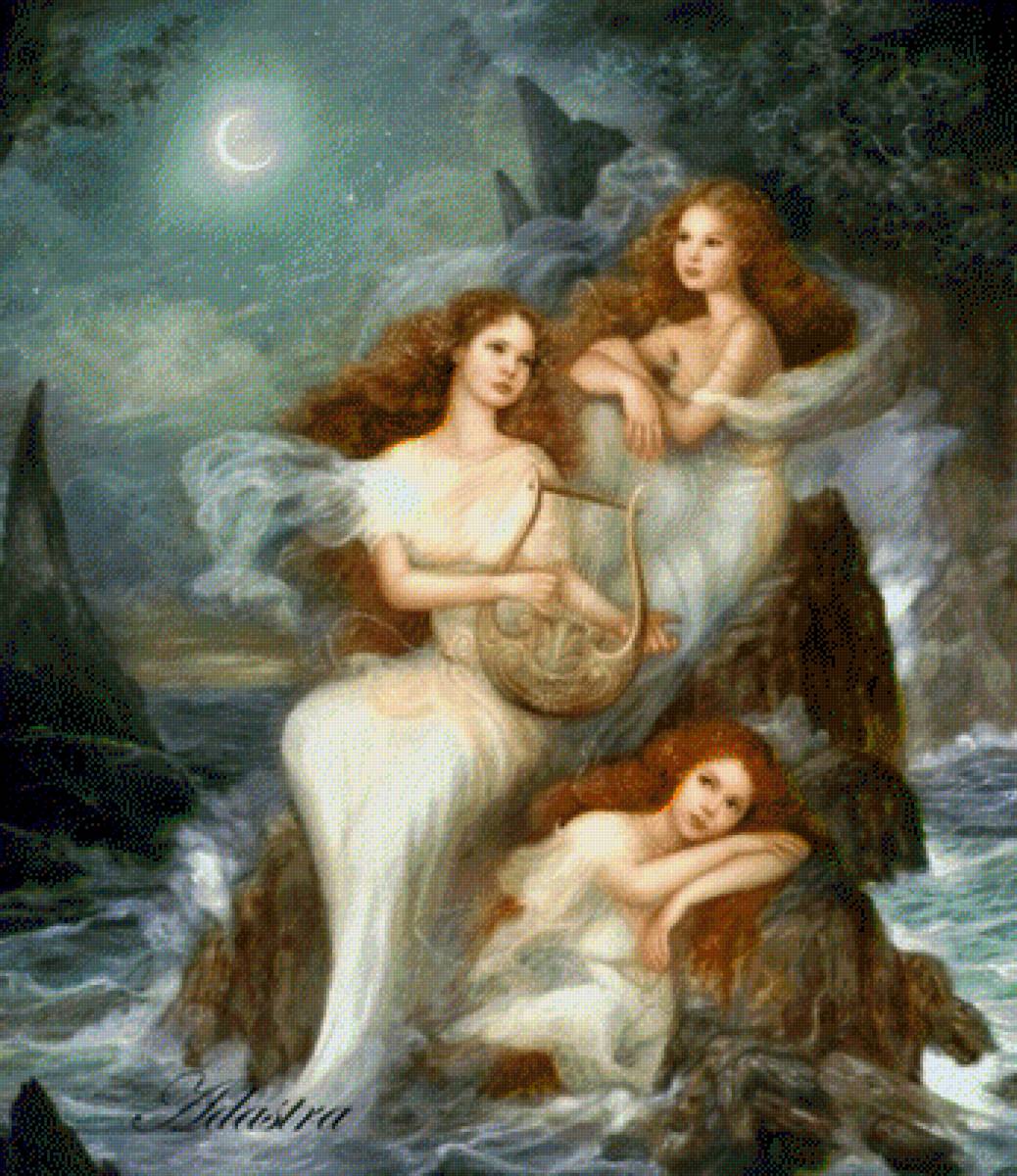 Сирены - сирены, девушки, рыба, нимфы, море, классика - предпросмотр