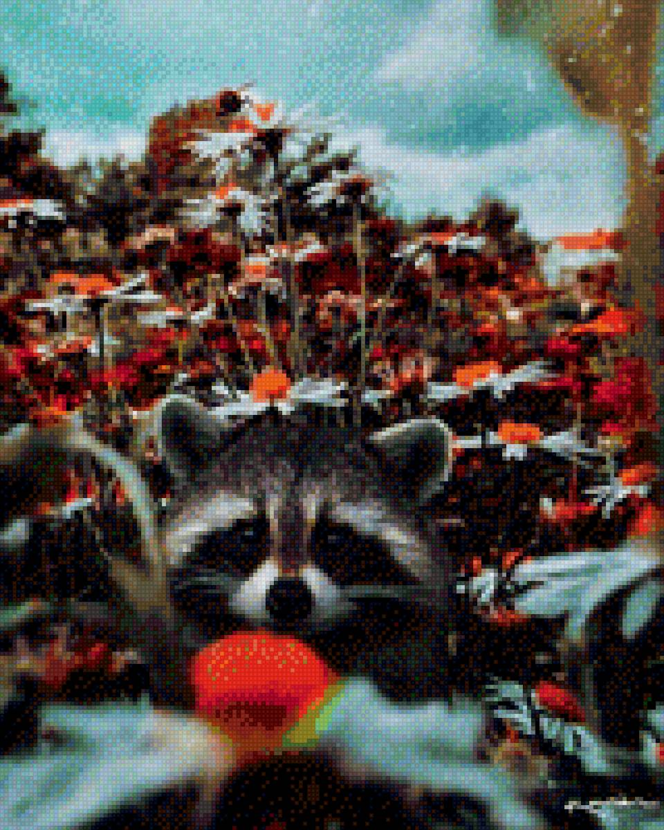 №2093763 - енот животные ромашки лес поле цветы день расвет закат - предпросмотр