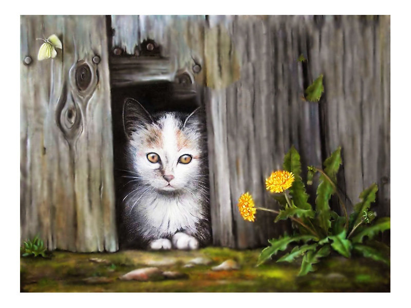 Кот. - живопись., кот - оригинал