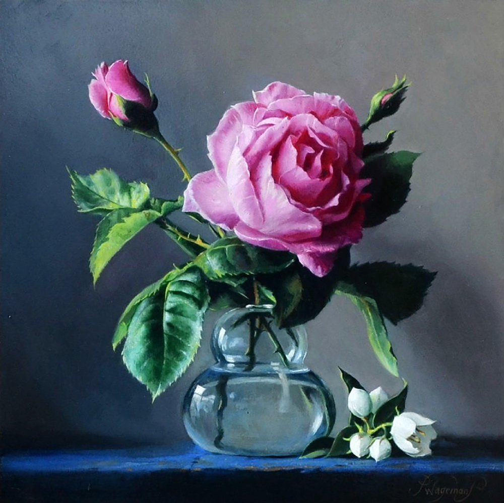 Роза в вазе - цветы, ваза, роза, натюрморт, живопись - оригинал
