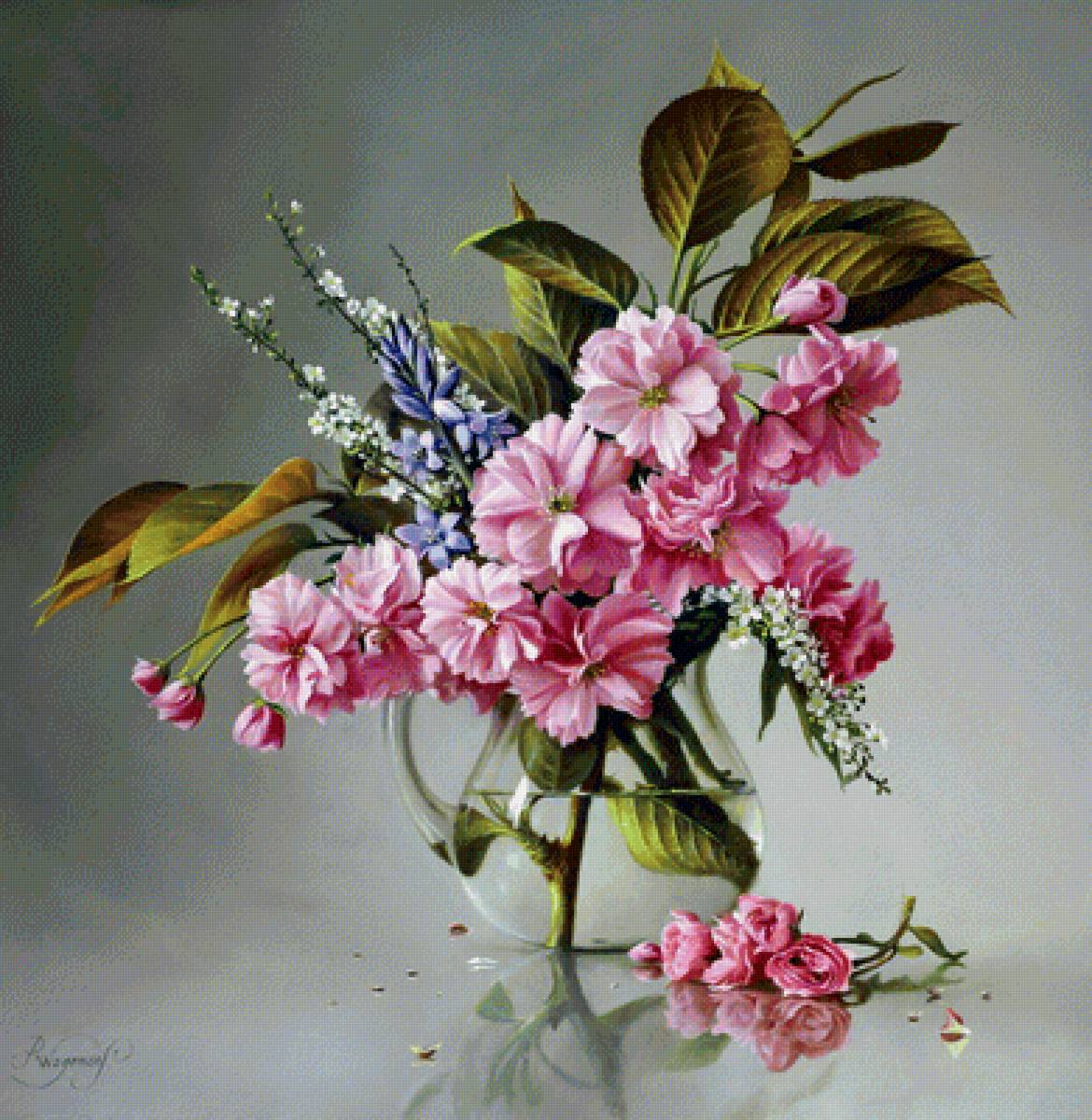 Букет - ваза, цветы, букет, живопись, натюрморт - предпросмотр