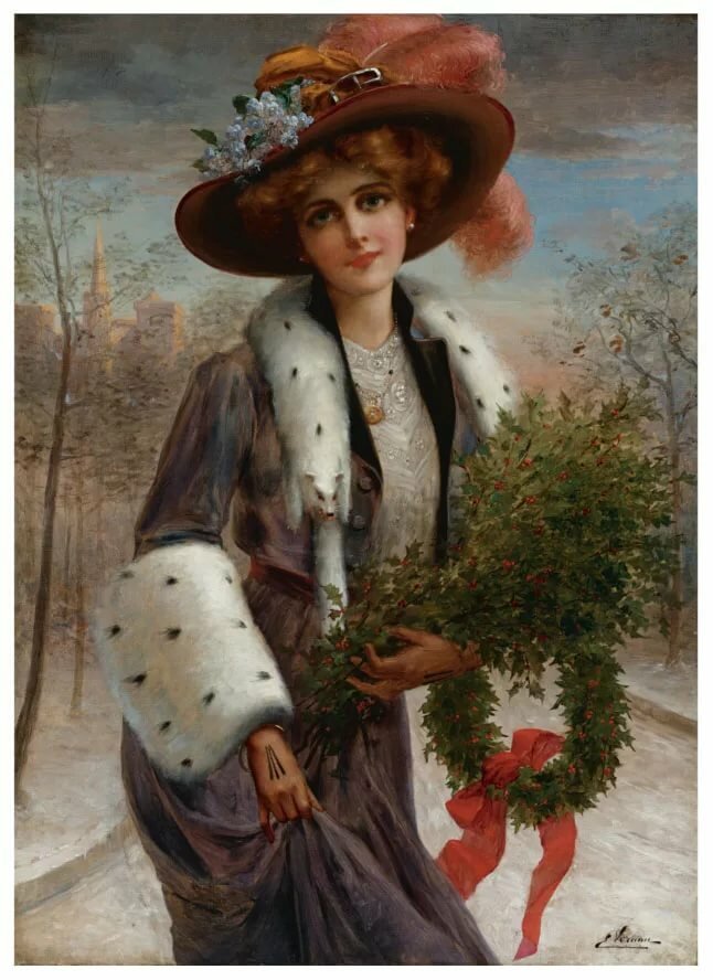 Дама в шляпе - девушка, портрет, живопись, 19 век - оригинал