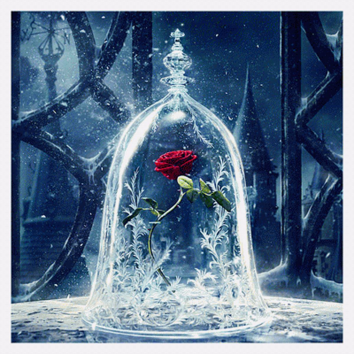 Роза - под стеклом, красавица и чудовище, роза - предпросмотр