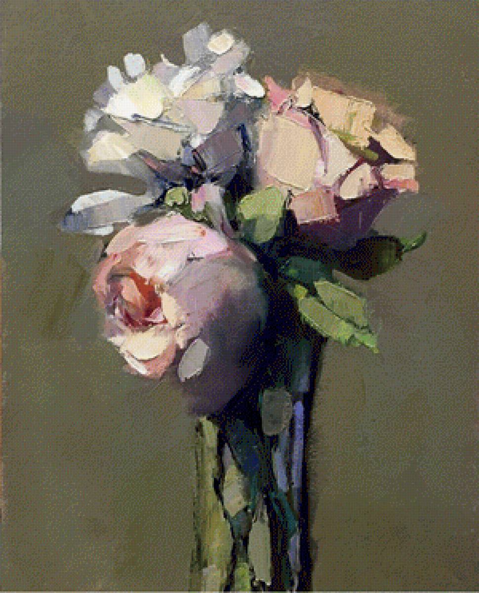 Три розы - натюрморт, розы, букет, цветы - предпросмотр