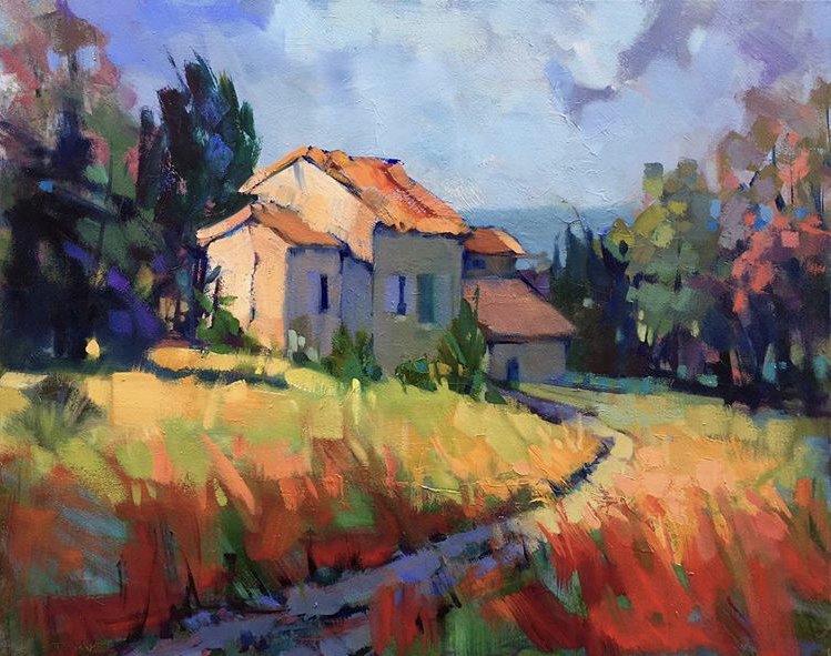 Дом на краю поля - поле, пейзаж, домик, живопись - оригинал