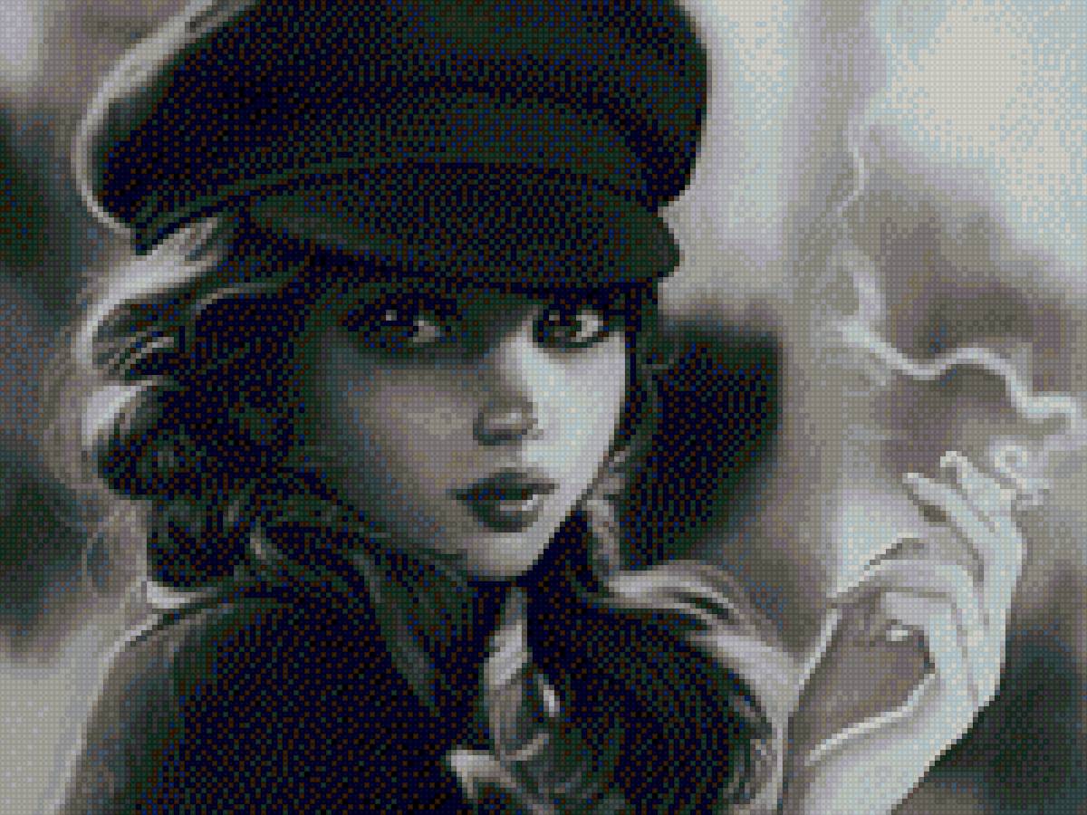 Девушка с сигаретой - кофе., сигарета, девушка - предпросмотр