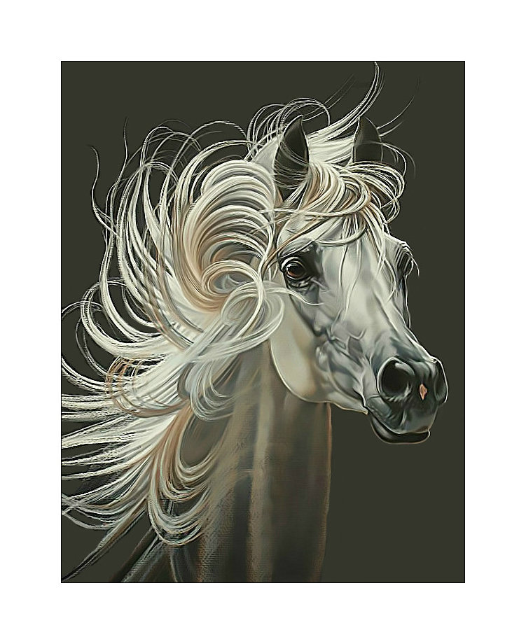 Ветер в гриве. - ветер, конь, живопись, лошадь, животные, грива - оригинал