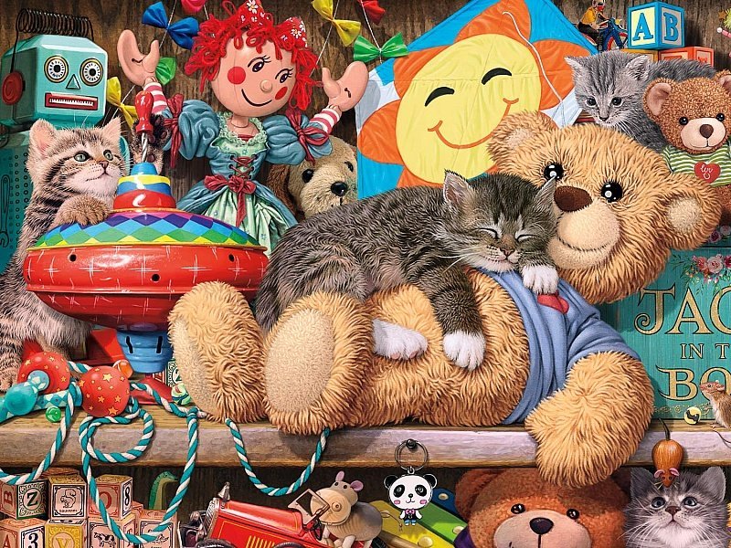 котята и игрушки - игрушки, котята - оригинал