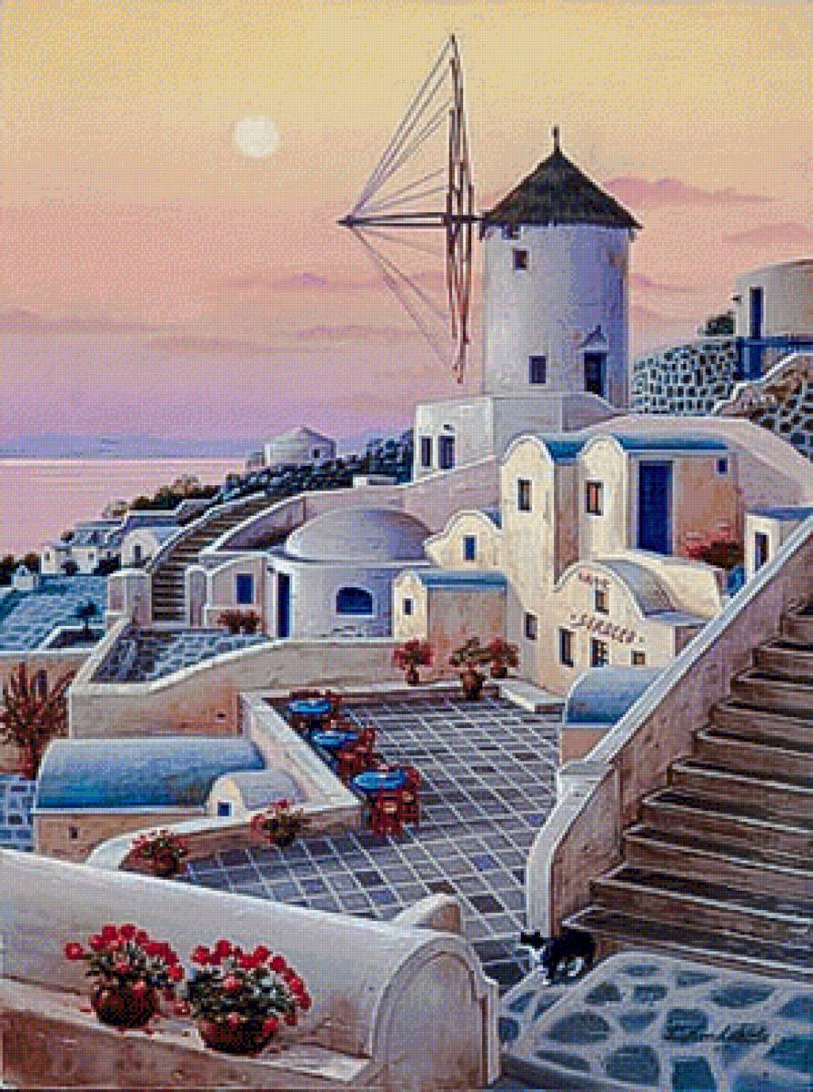 Mykonos Windmill. - liudmila kondakova art.seascenes.flowers and gardens. - предпросмотр
