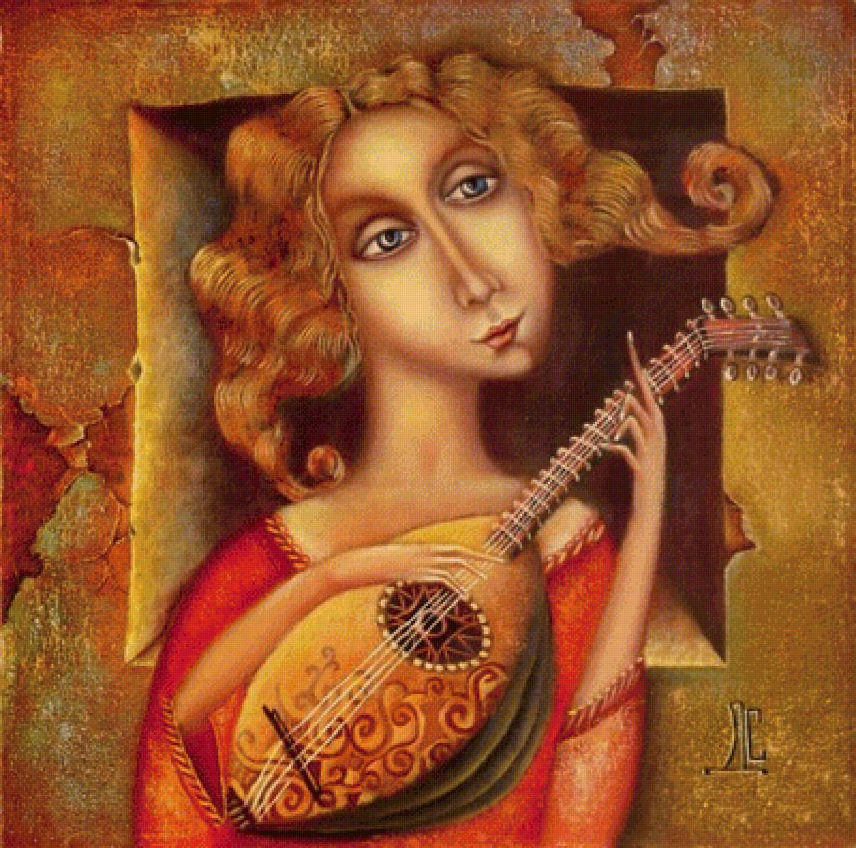 Мелодия. Дмитрий Сулимов - портрет, девушка, живопись, наив - предпросмотр