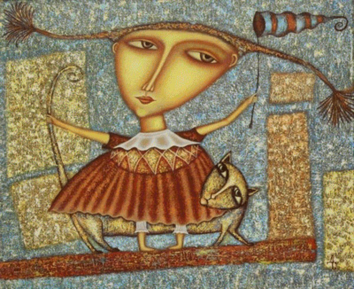 Алиса на прогулке. Дмитрий Сулимов - кошка, наив, девочка - предпросмотр