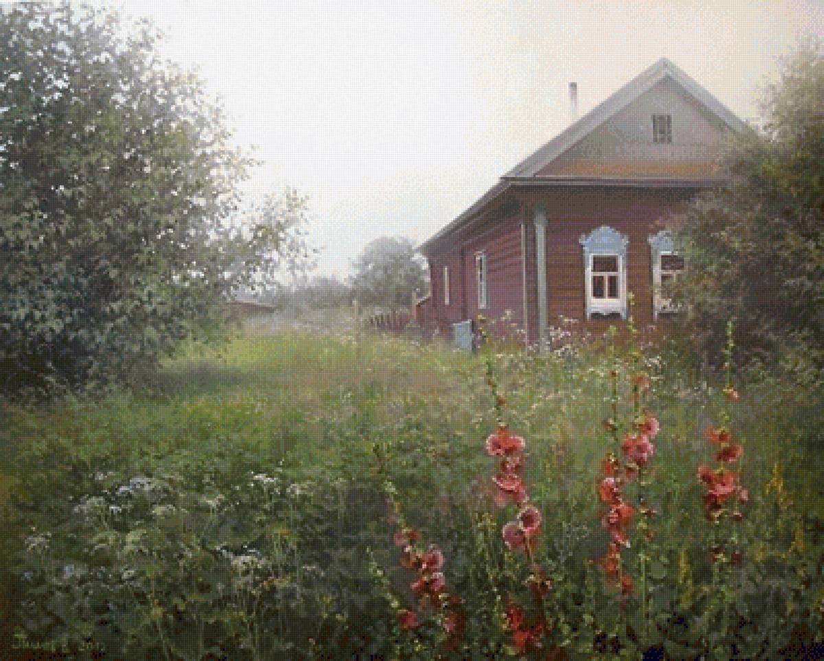 Утро в деревне - дом, пейзаж, лето, деревня, двор, утро - предпросмотр