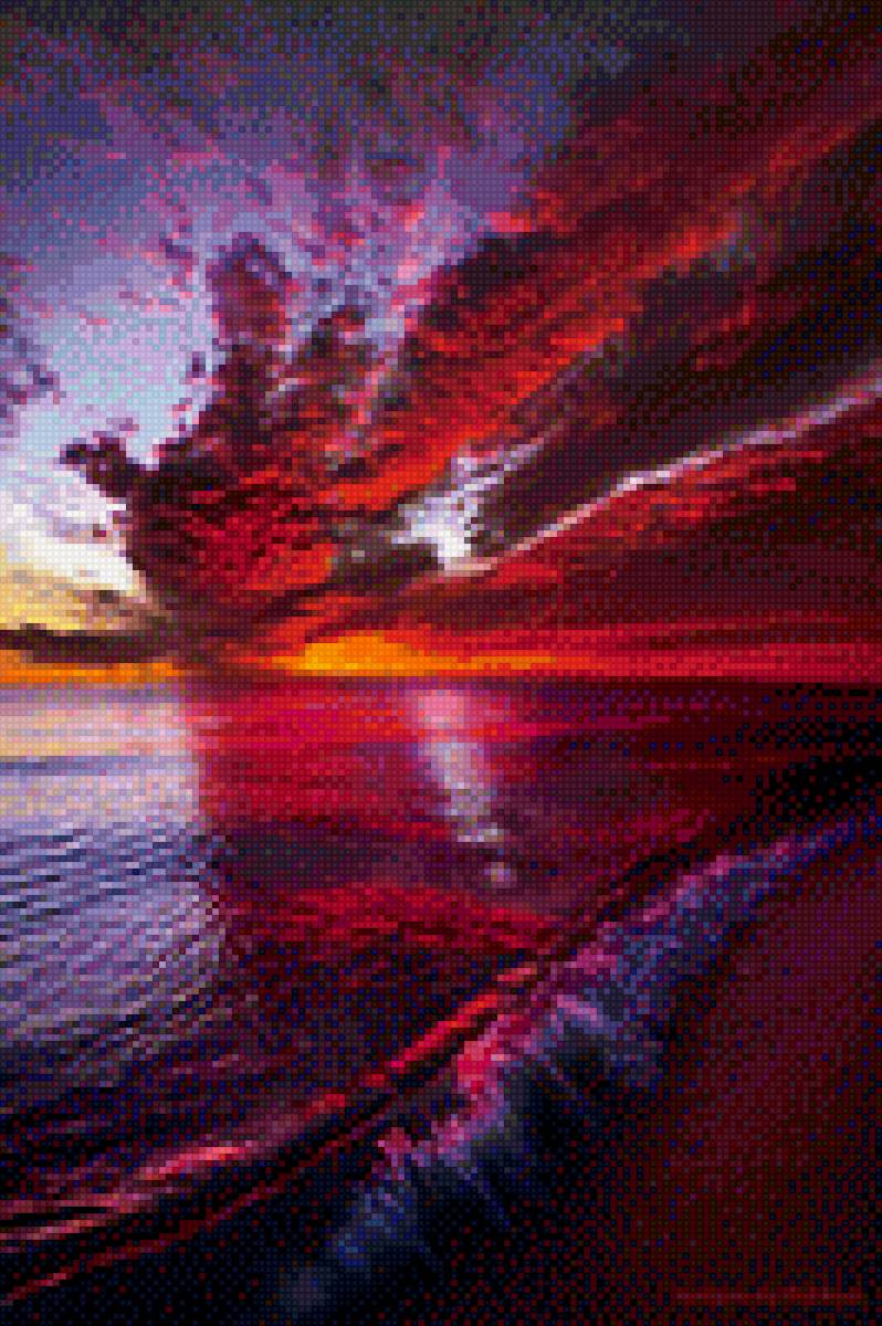 Закат у моря - природа, море, пейзаж, закат - предпросмотр