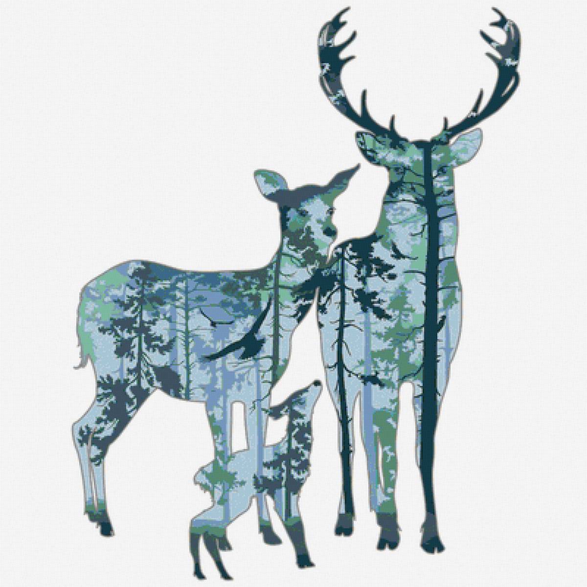 Олени - олени, лес - предпросмотр