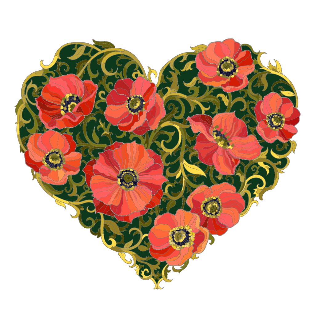 Цветочное сердце - сердце, цветы, валентинка - оригинал