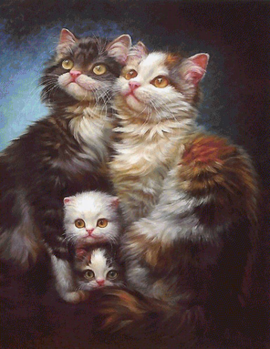 семья - котята, коты, семья - предпросмотр