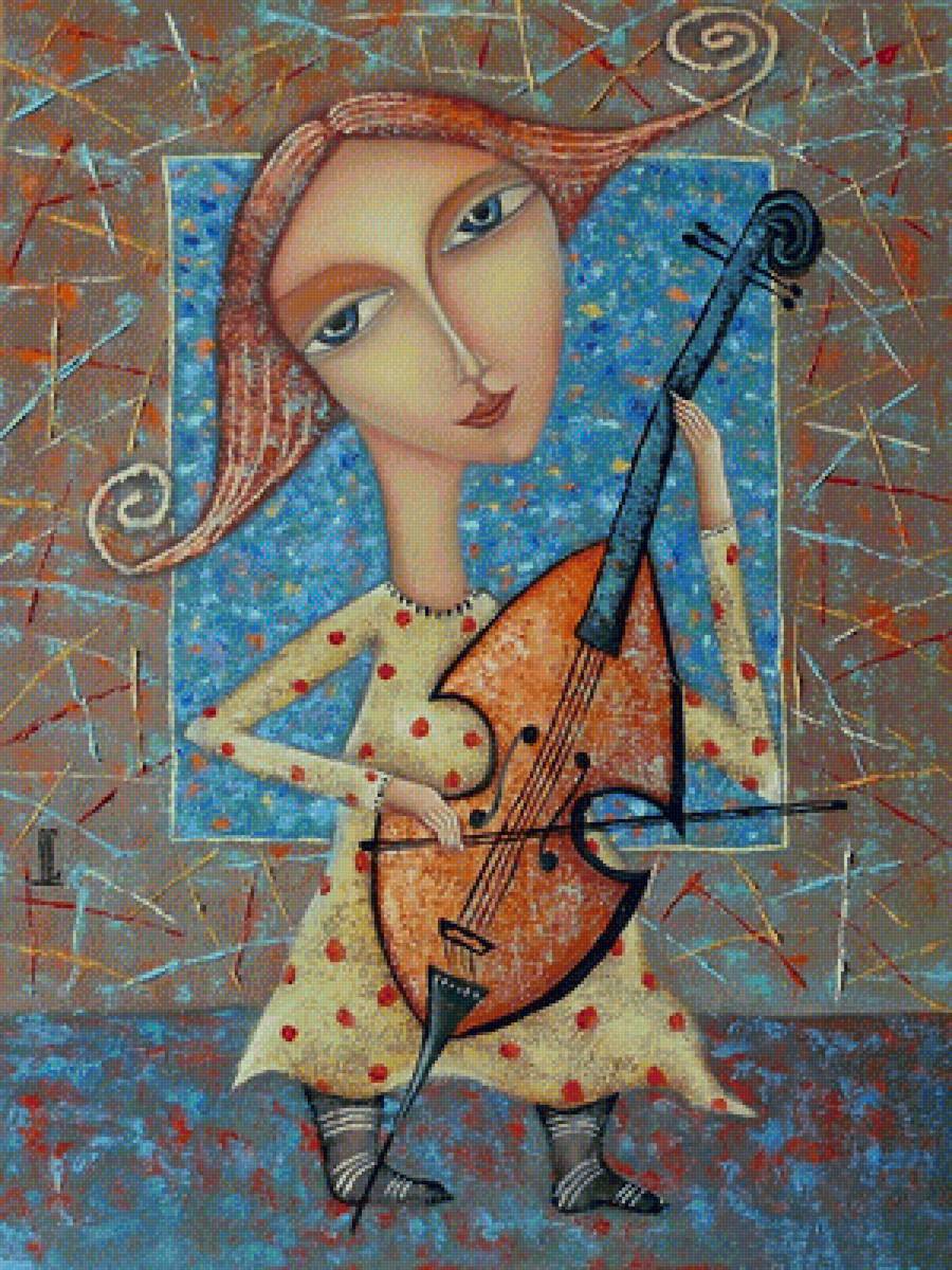 Вечерняя соната. Дмитрий Сулимов - живопись, девушка, портрет, наив - предпросмотр