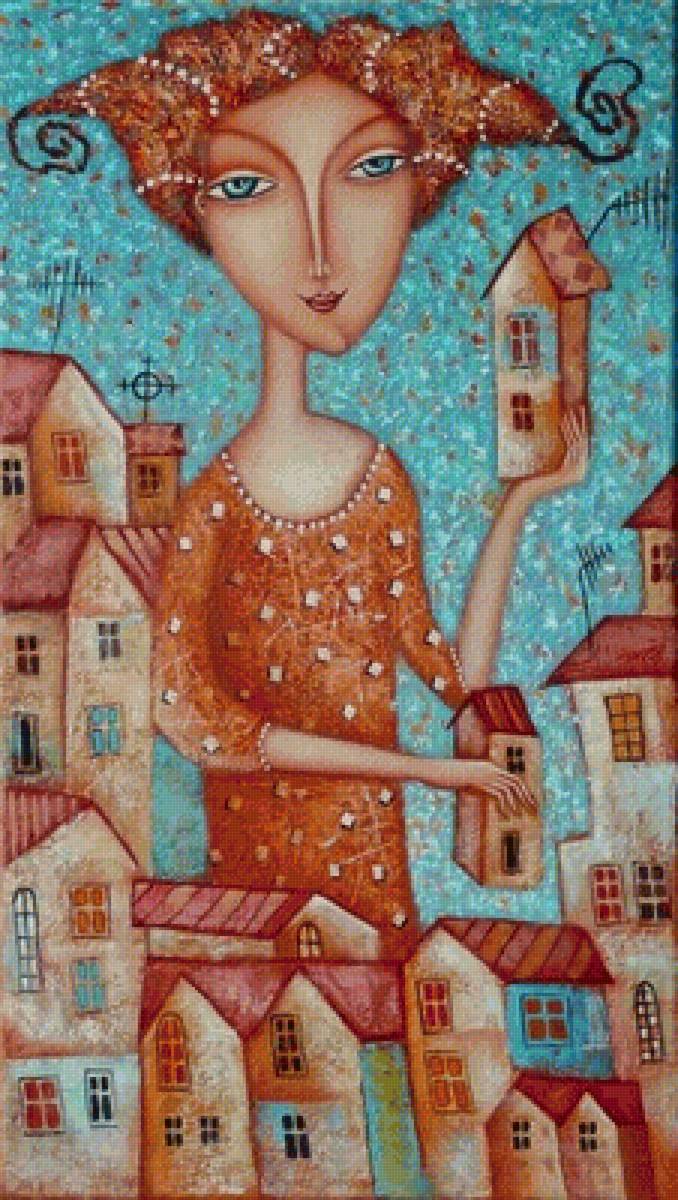 Воспоминания о любимом городе. Дмитрий Сулимов - город, наив, девушка, дом - предпросмотр